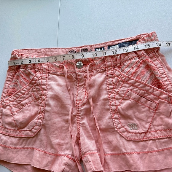 Miss Me Linen Shorts Mid Rise Women Size 28 Boho Casual Beach Pink Coral - Picture 9 of 15